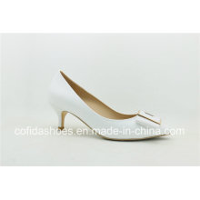 Comfortable Low Heel Leather Women Shoe with Sweet Bow